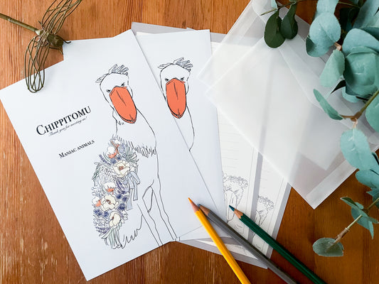 お花とハシビロコウの便箋