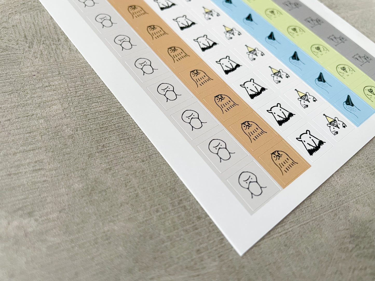 無の動物たちのぽっこり可愛いミニ手帳シール 2枚セット