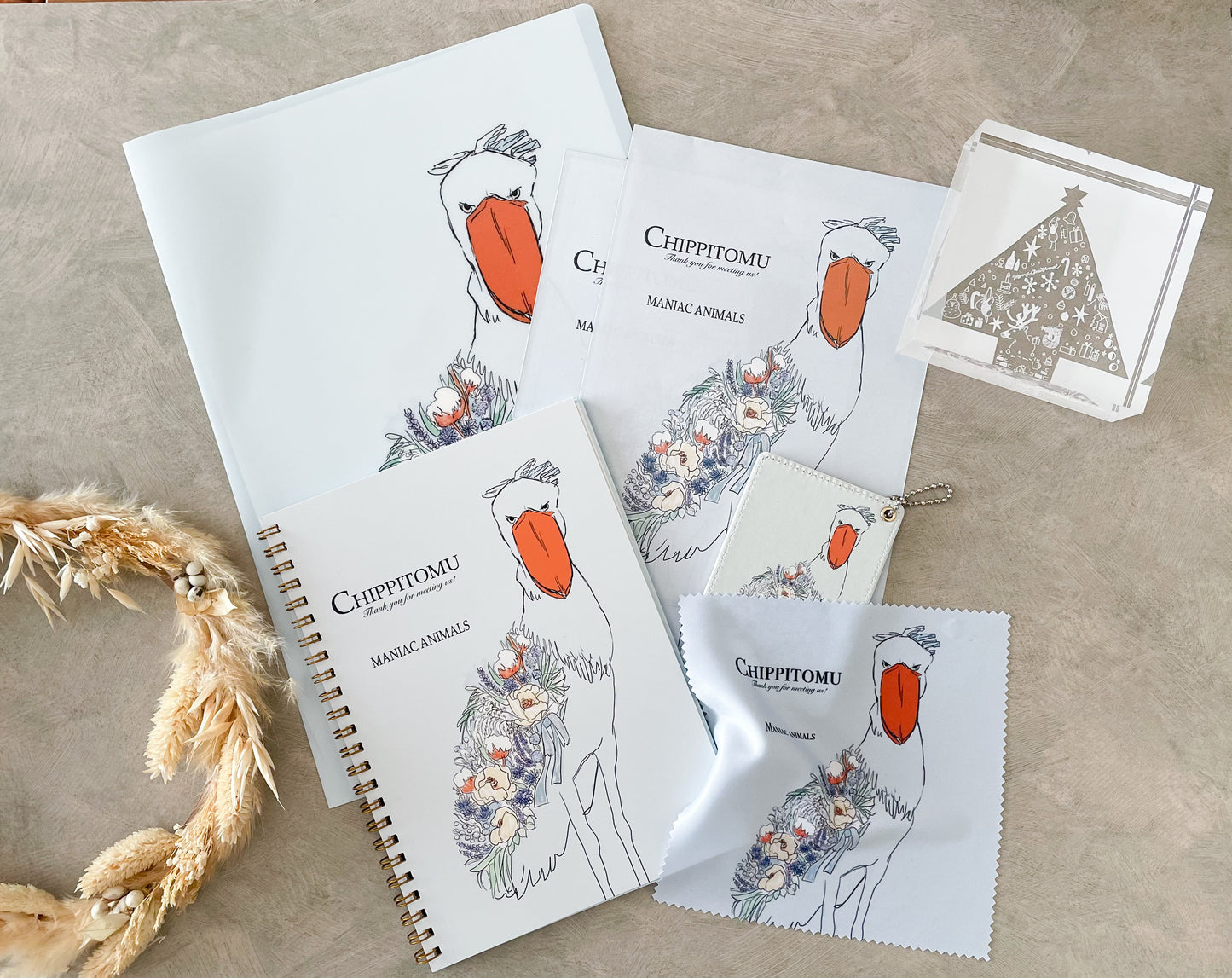 ハシビロコウと花束💐リング綴じノート