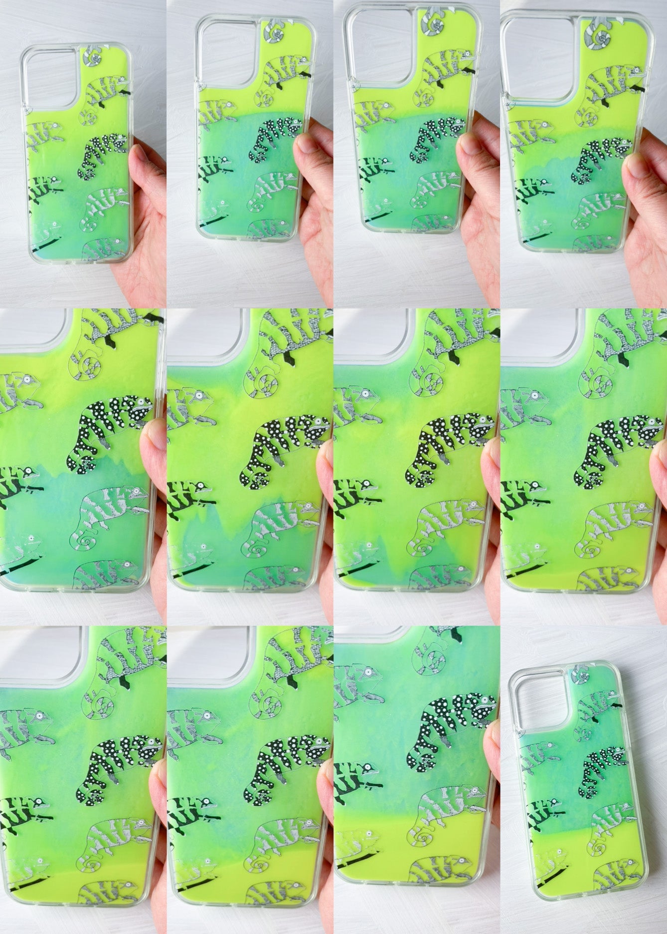 擬態カメレオンのネオンサンドiPhoneケース(pink×purple)