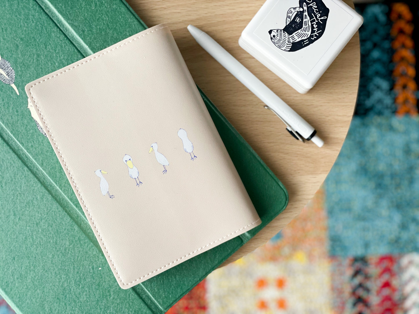 カフェオレみたいなハシビロコウのブックカバー 手帳カバー 文庫本 A6