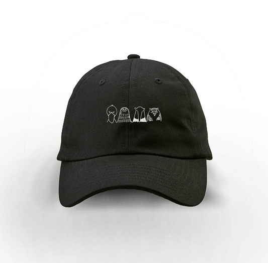 【予約販売】4種の無な動物たちのキャップ/ブラック