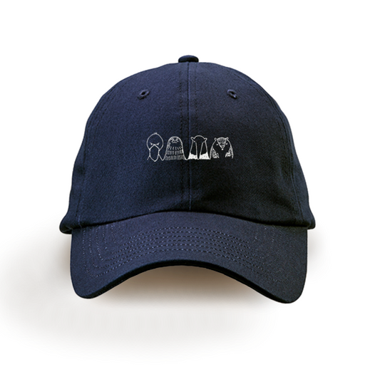 【予約販売】4種の無な動物たちのキャップ/ネイビー