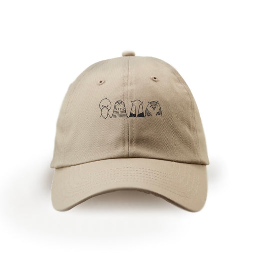 【予約販売】4種の無な動物たちのキャップ/ライトベージュ