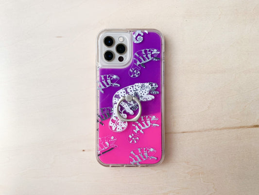 擬態カメレオンのネオンサンドiPhoneケース(pink×purple)