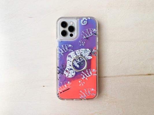 擬態カメレオンのネオンサンドiPhoneケース(朱色×Blue)